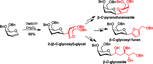 Image for Stereoselective Synthesis of 2-(β-C-Glycosyl)glycals: Access to Unusual β-C-Glycosides from 3-Deoxyglycals