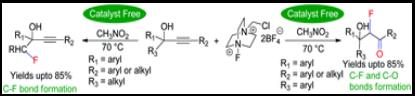 Graphical abstract: Catalyst free synthesis of α-fluoro-β-hydroxy ketones/α-fluoro-ynols via electrophilic fluorination of tertiary propargyl alcohols using Selectfluor (F-TEDA-BF4)